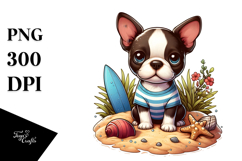 Cute Boston Terrier at the Beach | Clipart Product Image 1