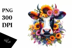 Abstract Watercolor Cow, Transparent PNG Product Image 3