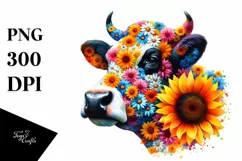 Abstract Watercolor Cow, Transparent PNG Product Image 1
