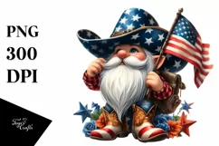 Detailed Patriotic Cowboy Gnome Clipart Product Image 1