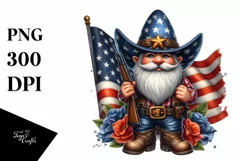 Detailed Patriotic Cowboy Gnome Clipart Product Image 3