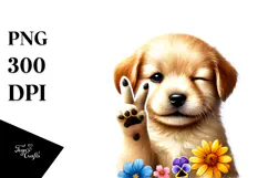 Winking Puppy with Victory Sign PNG Product Image 1