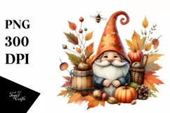 Detailed Autumn Gnome PNG Product Image 1