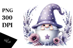 Cute GNOME with Lavender Floral Frame PNG Product Image 1