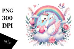 Boho Swan Holding Heart PNG Product Image 1
