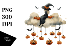 Hang on WITCH Retro Halloween PNG Product Image 1
