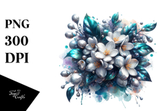 Abstract Glossy Jasmine Watercolor Clipart Product Image 1