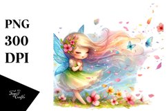 Colorful Watercolor Cute Fairy Petals in Wind Clipart Product Image 3