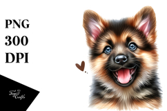 Watercolor Happy Cute German Shepherd PNG Product Image 1