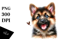 Watercolor Happy Cute German Shepherd PNG Product Image 1