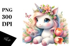 Cute Baby Unicorn and Tulip | Sublimation | Clipart Product Image 3