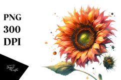 Washed Watercolor Vibrant Sunflower Product Image 3