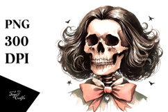 Ratatouille Skull with Hair Retro Halloween PNG Product Image 1