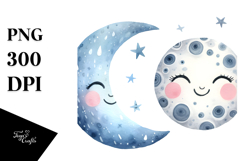 Whimsical Simple Smiling Half Moon PNG Product Image 1