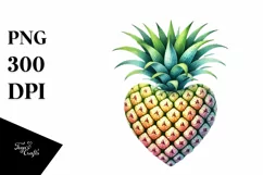 Heart-Shaped Pineapple Watercolor PNG Product Image 1