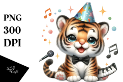 Singer Tiger with Party Hat PNG Product Image 1