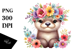 Pastel Sitting Otter, PNG Product Image 1