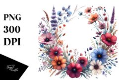 Centered Wildflowers Bold Frame | Sublimation Clipart Product Image 3