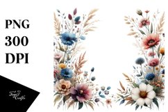 Centered Wildflowers Bold Frame | Sublimation Clipart Product Image 1