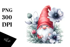 Cute Gnome with Big Hat and Anemone PNG Product Image 1