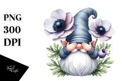 Cute Gnome with Big Hat and Anemone PNG Product Image 1