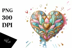 Colorful Heart on Wood PNG Product Image 1