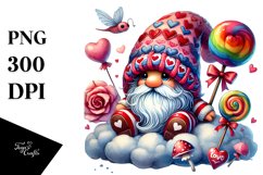 Valentines Gnome on Cloud, Transparent PNG Product Image 1