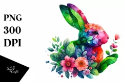 Vibrant Bunny with Flower Body PNG Product Image 1