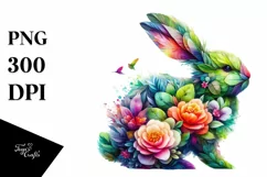 Vibrant Bunny with Flower Body PNG Product Image 1