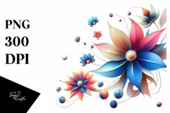 Colorful Whimsical Flower Clipart PNG Product Image 3