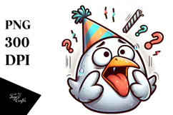 Colorful Bird with Party Hat PNG Product Image 1