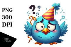 Cartoony Bird with Party Hat, Transparent PNG Product Image 1