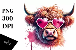 Detailed Pink Highland Cow PNG Product Image 1