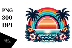 Retro Tropical Rainbow Sunset, 20 oz Tumbler Product Image 1