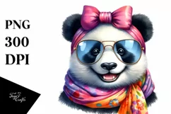 Colorful Panda Portrait with Silk Scarf | Clipart Product Image 1