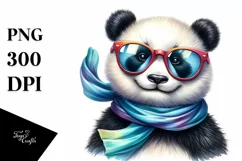Colorful Panda Portrait with Silk Scarf | Clipart Product Image 1