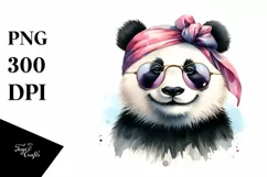 Colorful Panda Portrait with Silk Scarf | Clipart Product Image 1