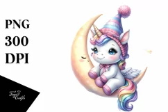 Cute Baby Unicorn Moon | Sublimation Clipart Product Image 3