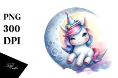 Colorful Baby Unicorn Hat Moon | Sublimation | Clipart Product Image 3