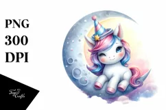 Colorful Baby Unicorn Hat Moon | Sublimation | Clipart Product Image 3