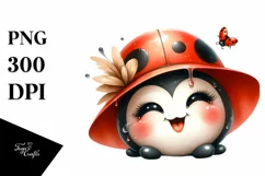 Funny Ladybug Portrait Watercolor Clipart Product Image 1
