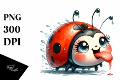Funny Ladybug Portrait Watercolor Clipart Product Image 3
