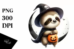 Cute Baby Sloth Halloween PNG Product Image 3