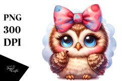 Funny Baby Owl Portrait Bow Clipart Product Image 1