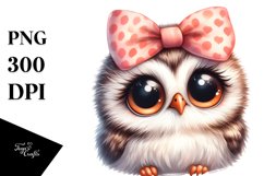 Funny Baby Owl Portrait Bow Clipart Product Image 1