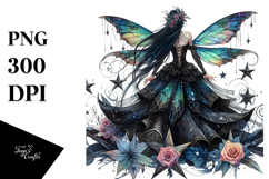 Gothic Fairy on Star from Back PNG Product Image 1
