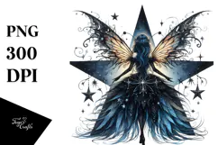 Gothic Fairy on Star from Back PNG Product Image 1
