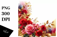 Vibrant Abstract with Gold Foil and Red Roses | Clipart Product Image 1