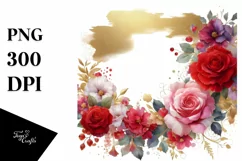 Vibrant Abstract with Gold Foil and Red Roses | Clipart Product Image 1