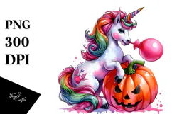 Colorful Unicorn Pumpkin Clipart Product Image 1